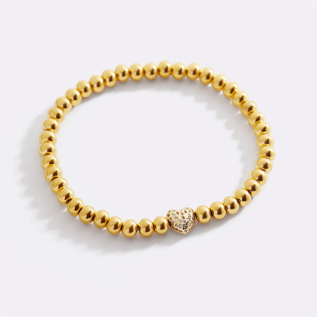 Pave Heart Beaded Bracelet
