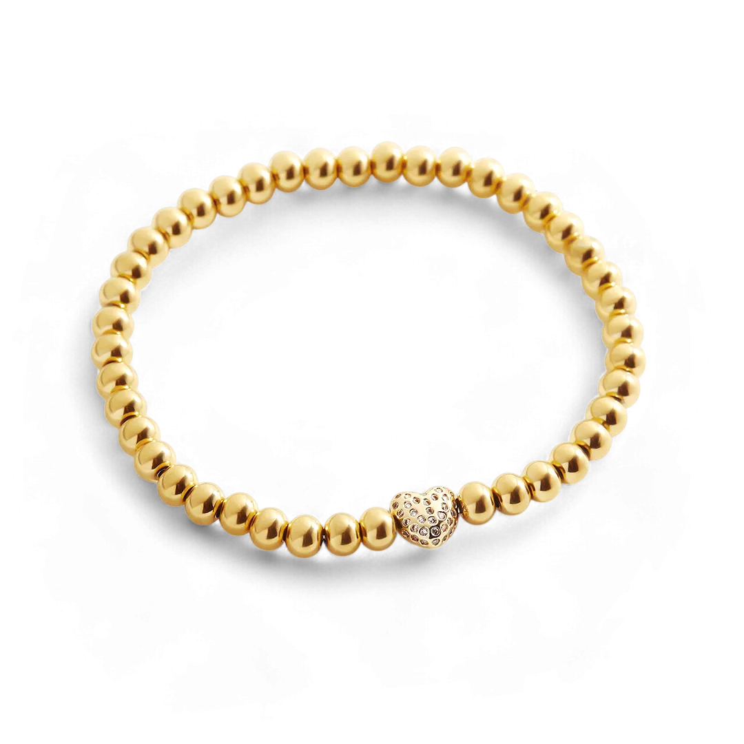 Pave Heart Beaded Bracelet