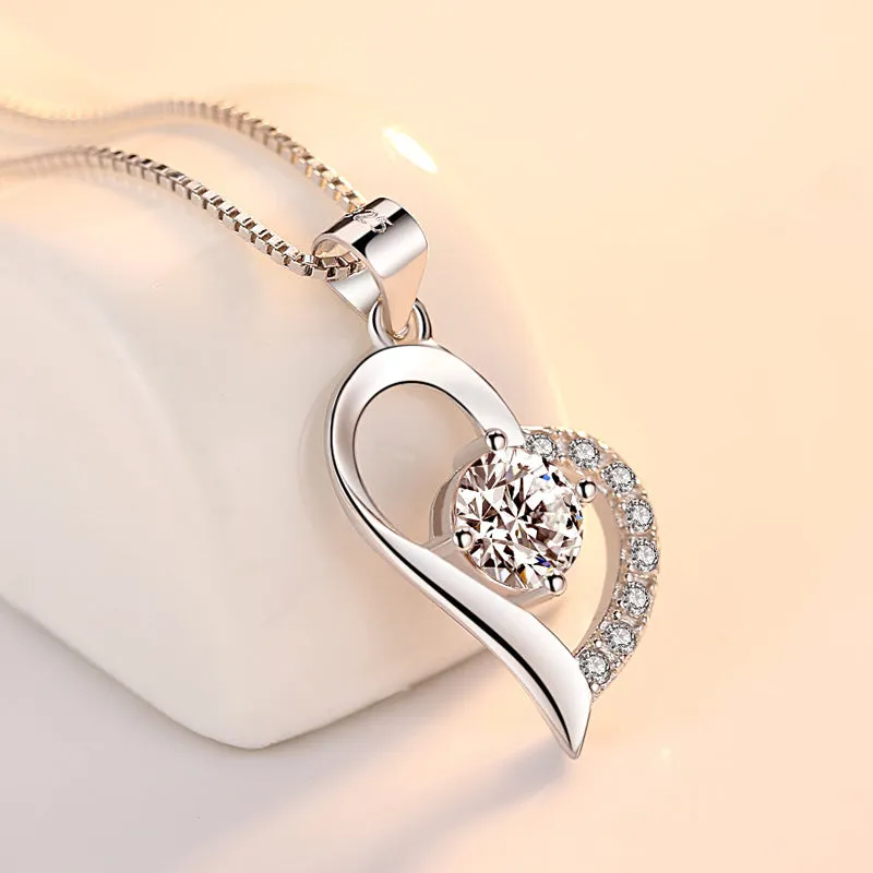 (Pendant Only) Love with Round Zircon Silver Pendant for Women