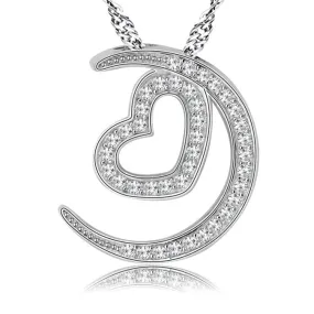(Pendant Only) Valentine's Day Gift Zircon Moon Love Silver Pendant for Women