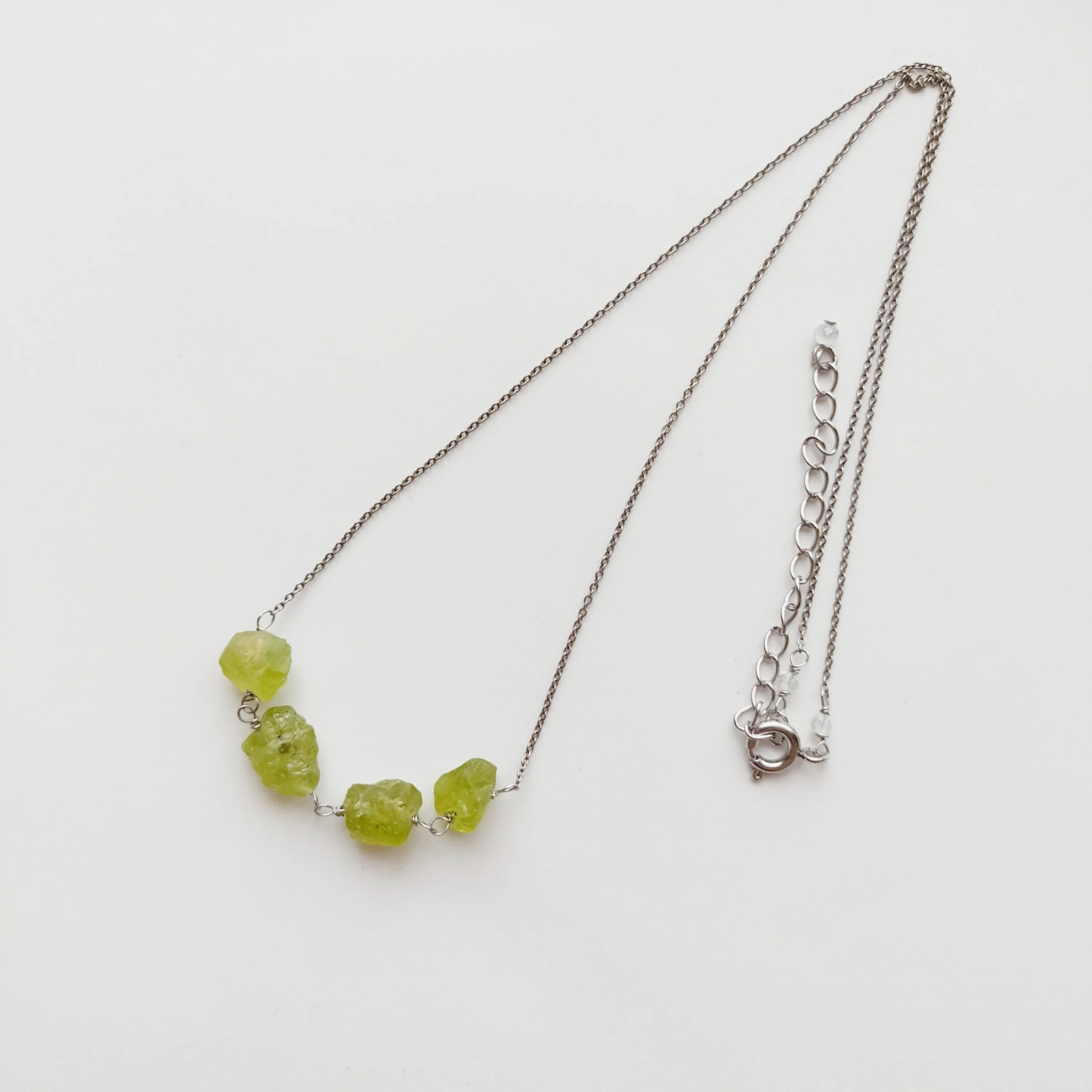 Peridot 4 Stone Necklace (GOLD / SILVER))