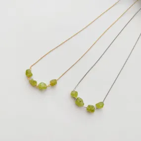 Peridot 4 Stone Necklace (GOLD / SILVER))