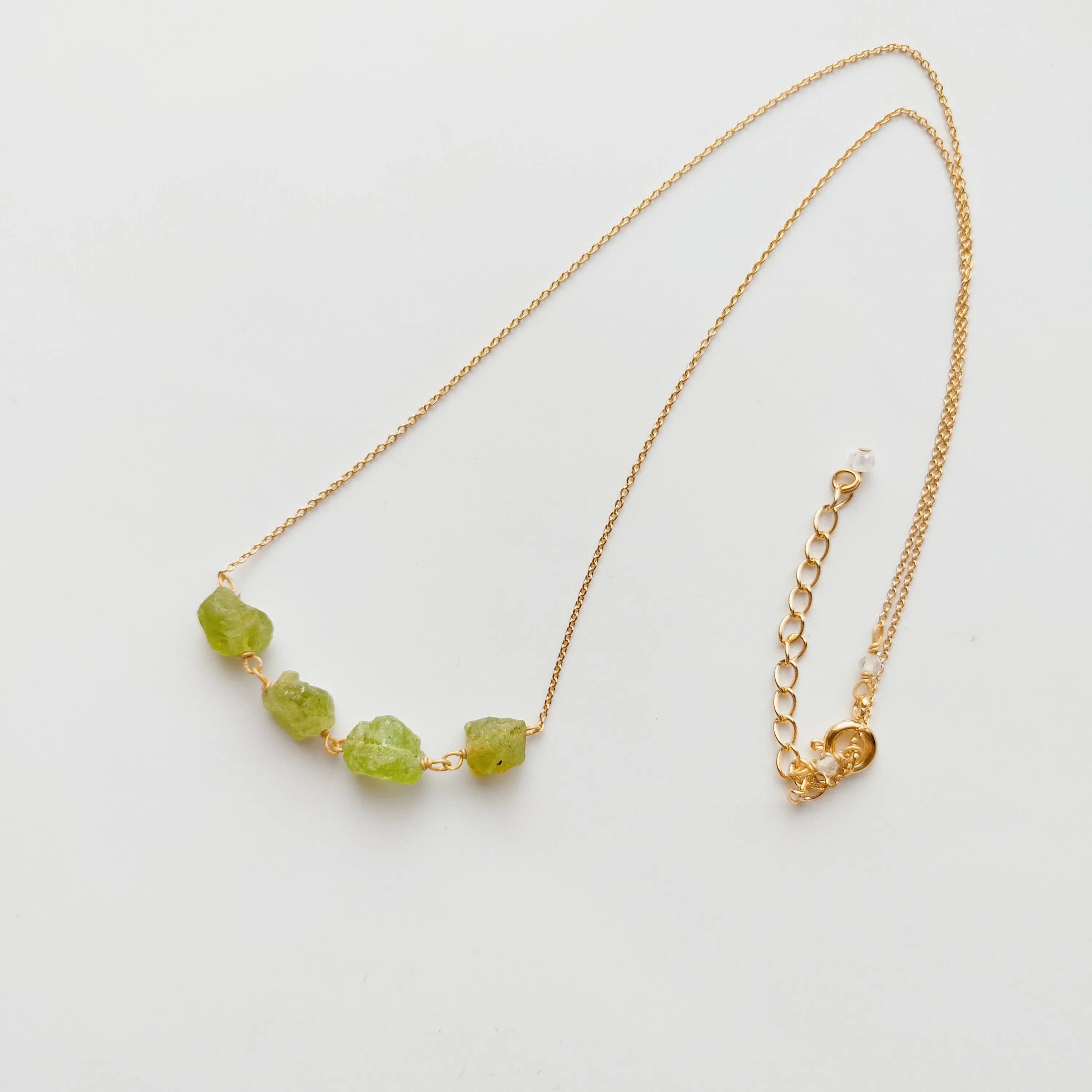 Peridot 4 Stone Necklace (GOLD / SILVER))