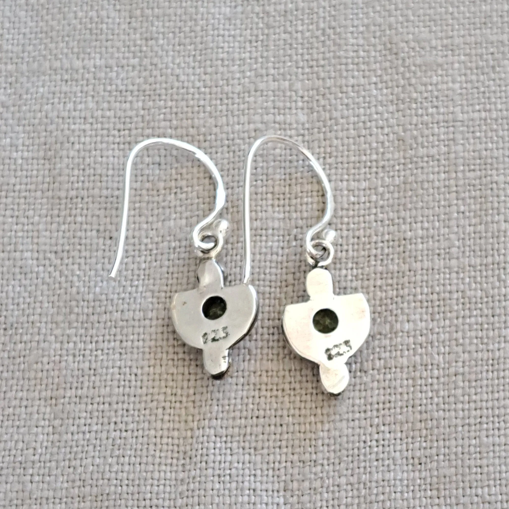 Peridot .925 Sterling Silver Minimalist Drop Bali Earrings