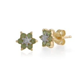 Peridot & Diamant Stern Trauben Ohrstecker in 9ct Gelb Gold
