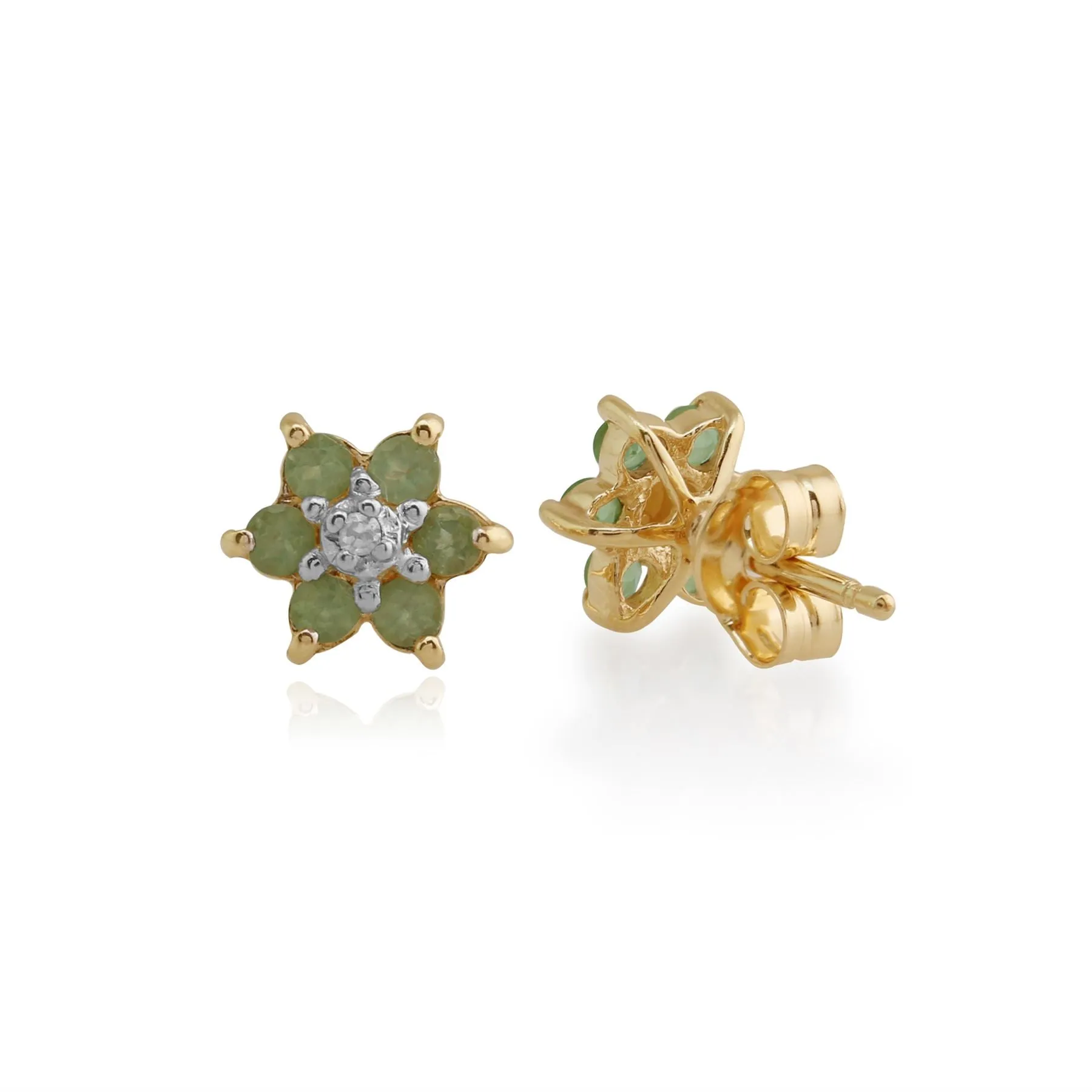 Peridot & Diamant Stern Trauben Ohrstecker in 9ct Gelb Gold