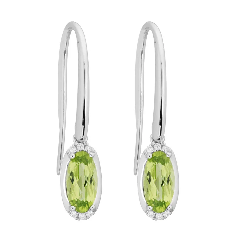 Peridot & Diamond Oval Earrings