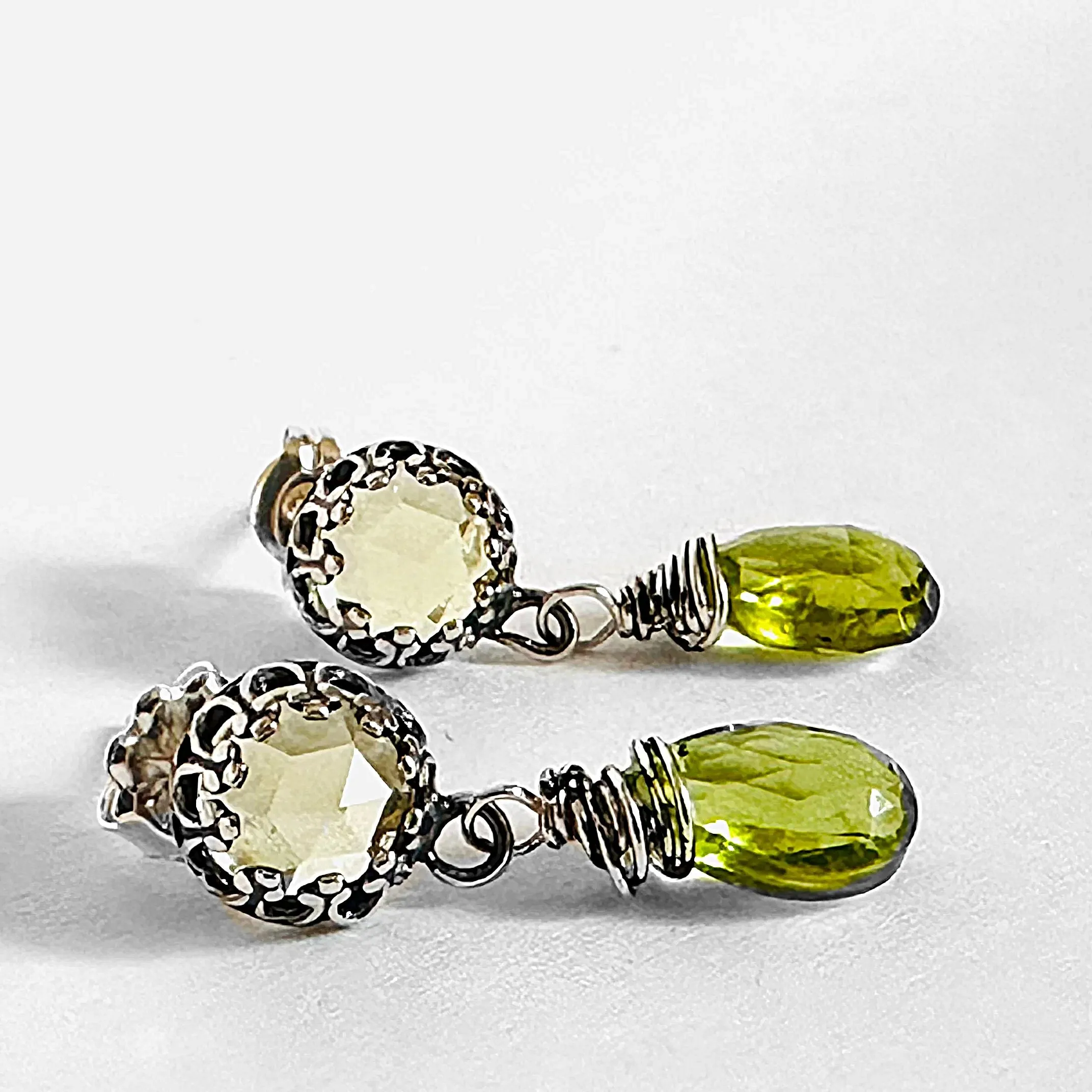Peridot dangle Studs, Birthstone Earrings, August Birthstone, August birthday,