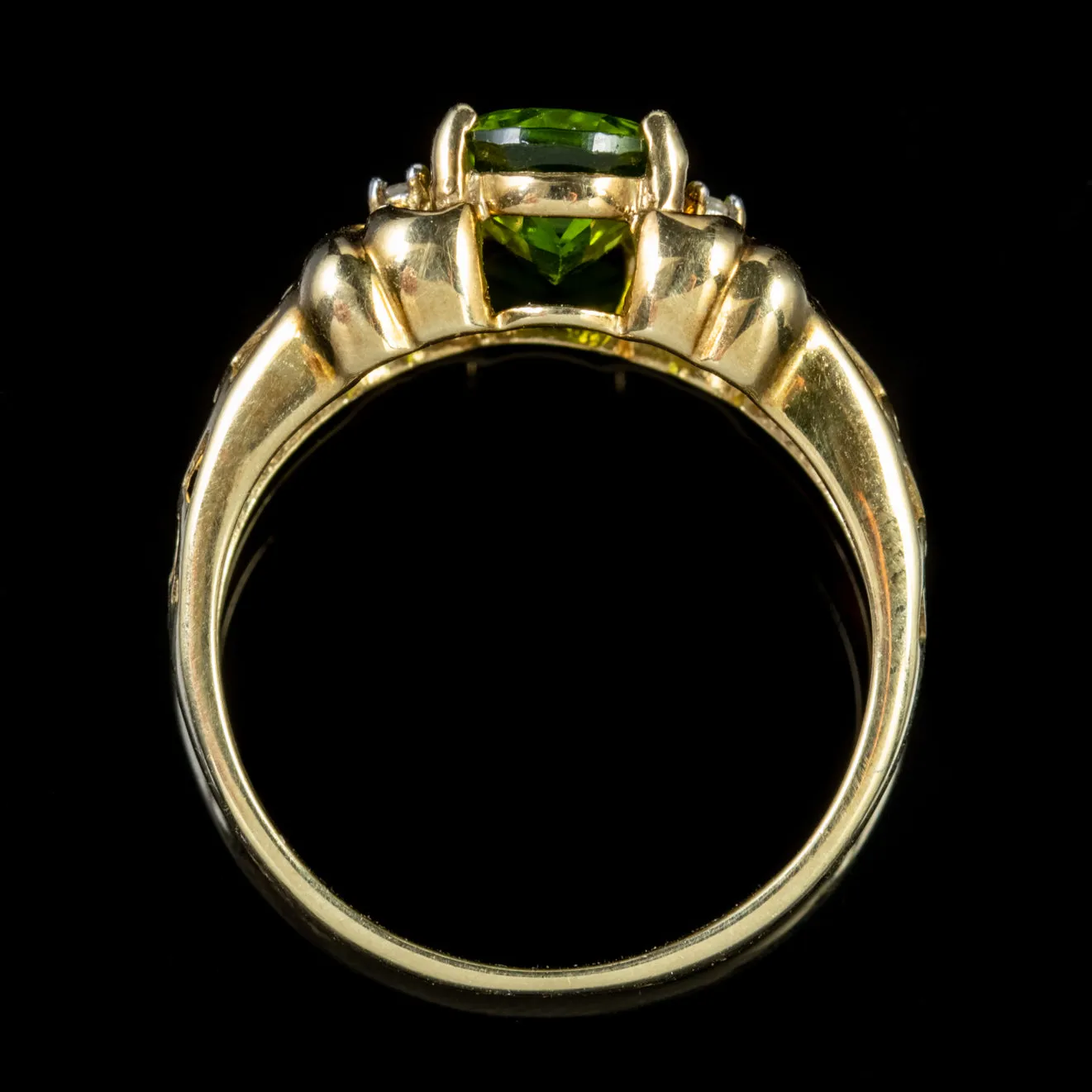Peridot Diamond Heart Ring 9Ct Gold 2Ct Peridot