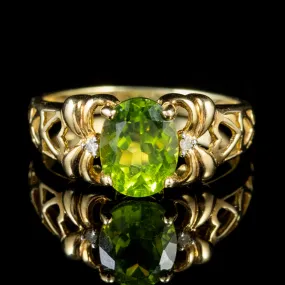 Peridot Diamond Heart Ring 9Ct Gold 2Ct Peridot