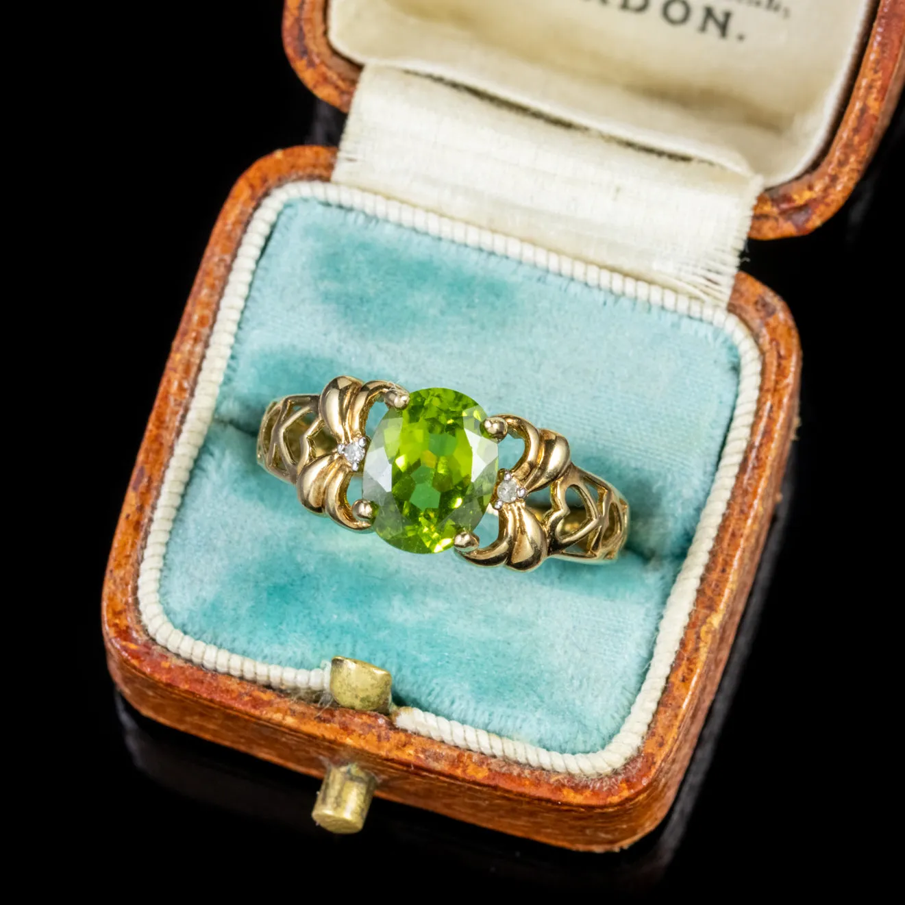 Peridot Diamond Heart Ring 9Ct Gold 2Ct Peridot