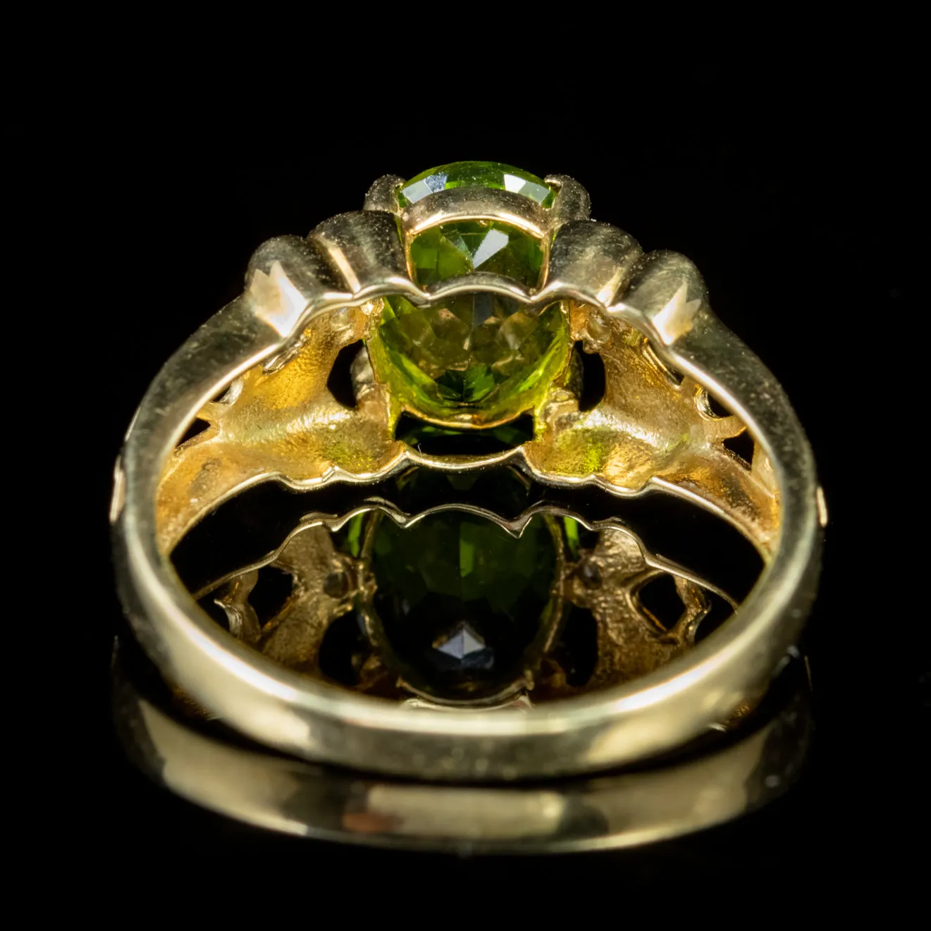 Peridot Diamond Heart Ring 9Ct Gold 2Ct Peridot