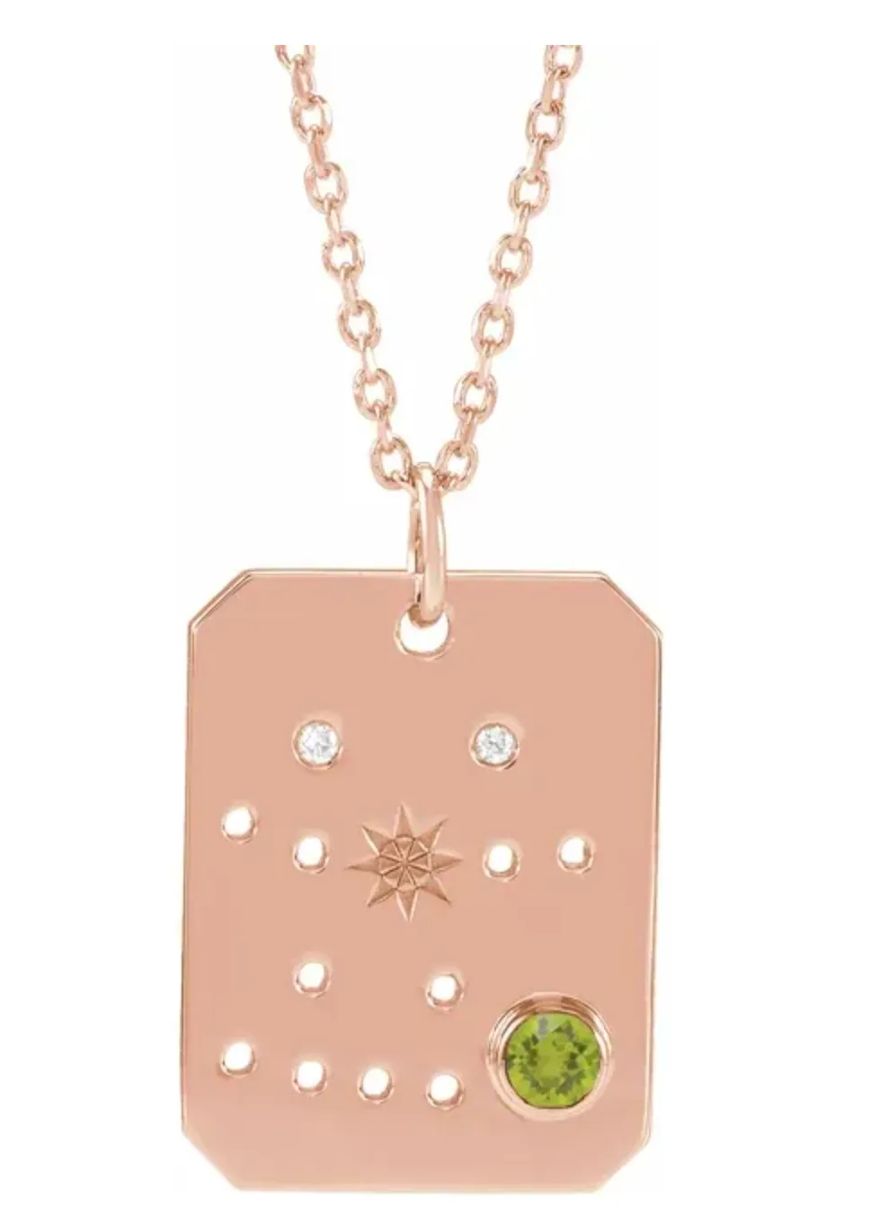 Peridot Gemini Zodiac Constellation Necklace