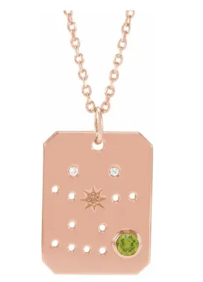 Peridot Gemini Zodiac Constellation Necklace