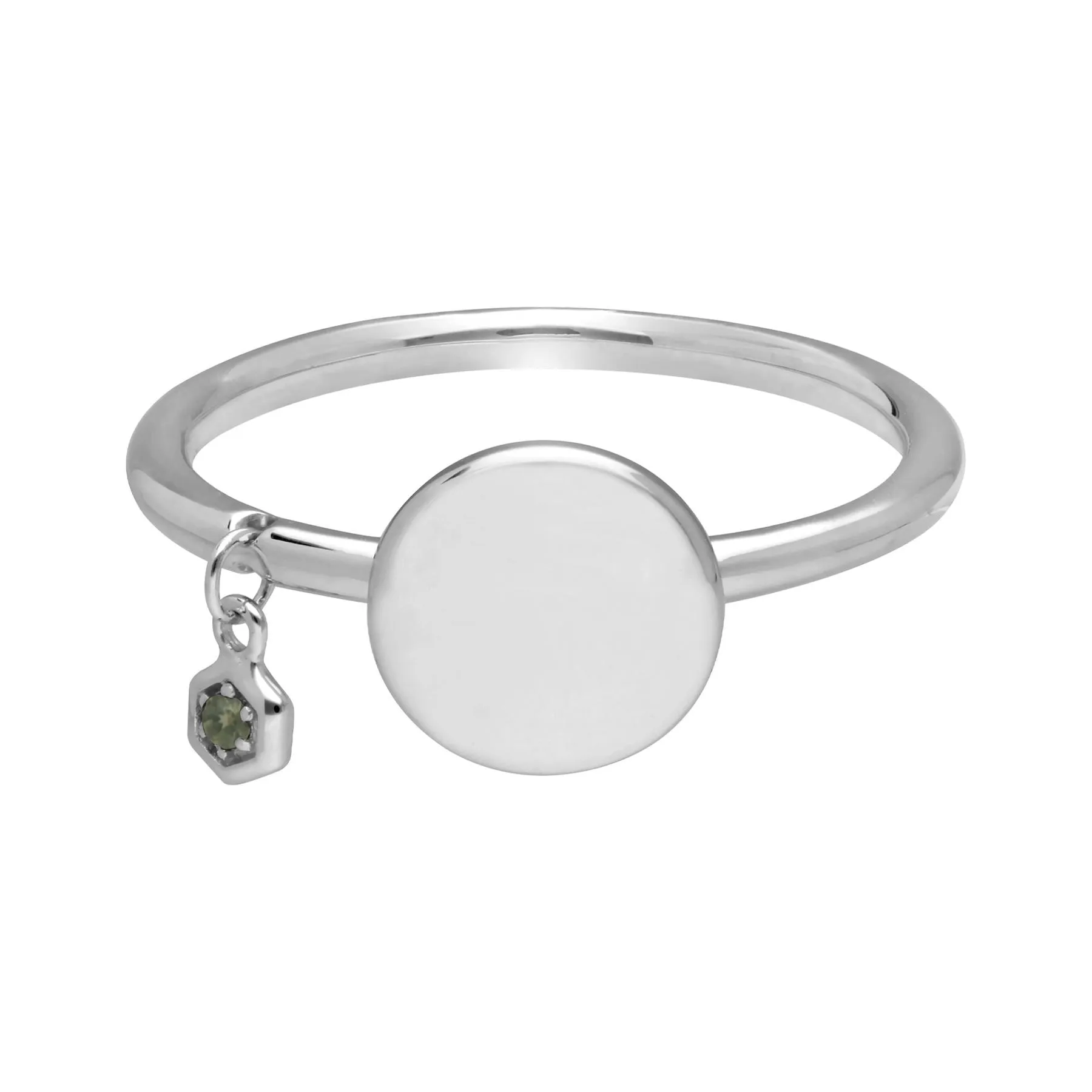 Peridot Gravur Ring in Sterling Silber