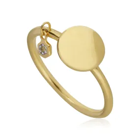 Peridot Gravur Ring in Vergoldetem Sterling Silber