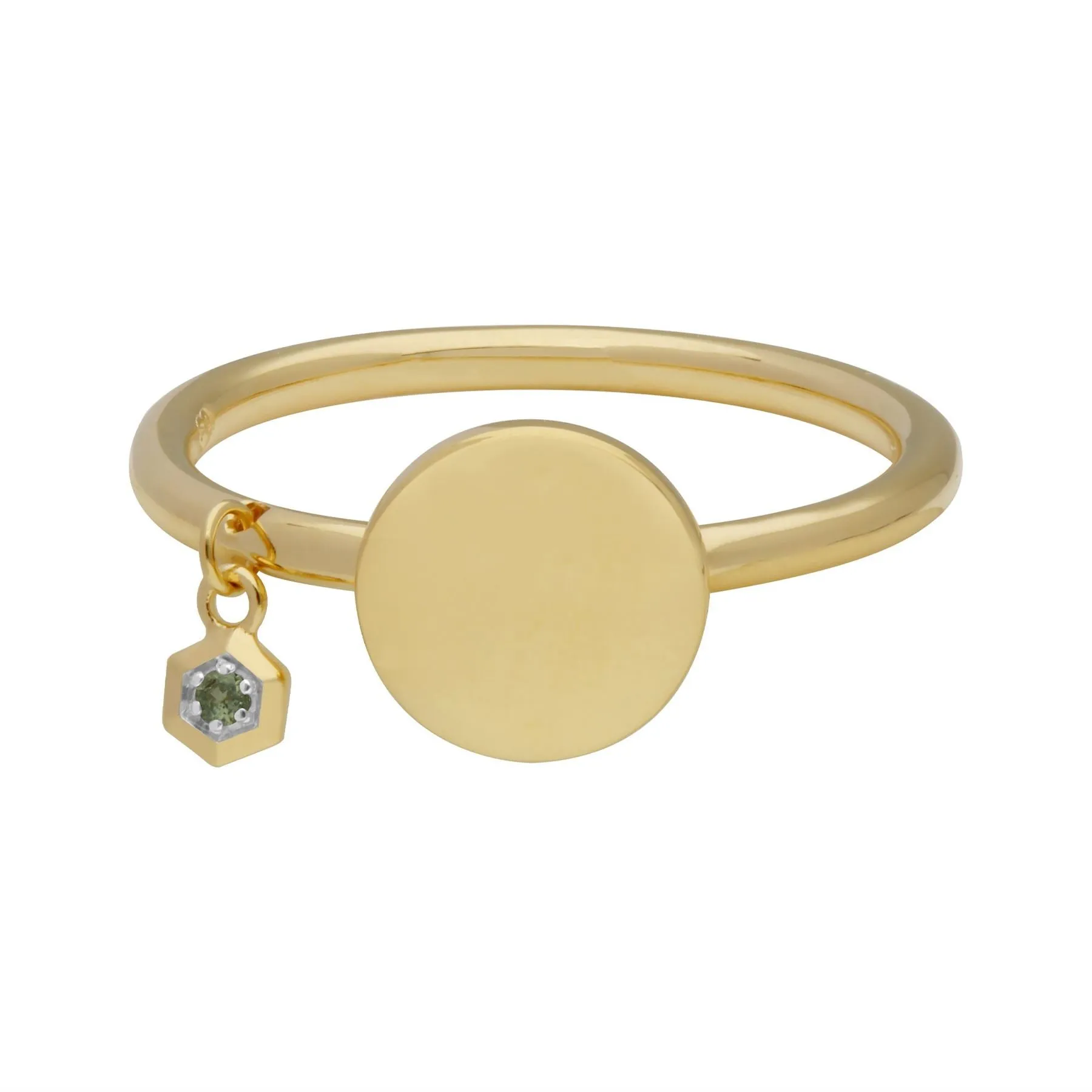 Peridot Gravur Ring in Vergoldetem Sterling Silber