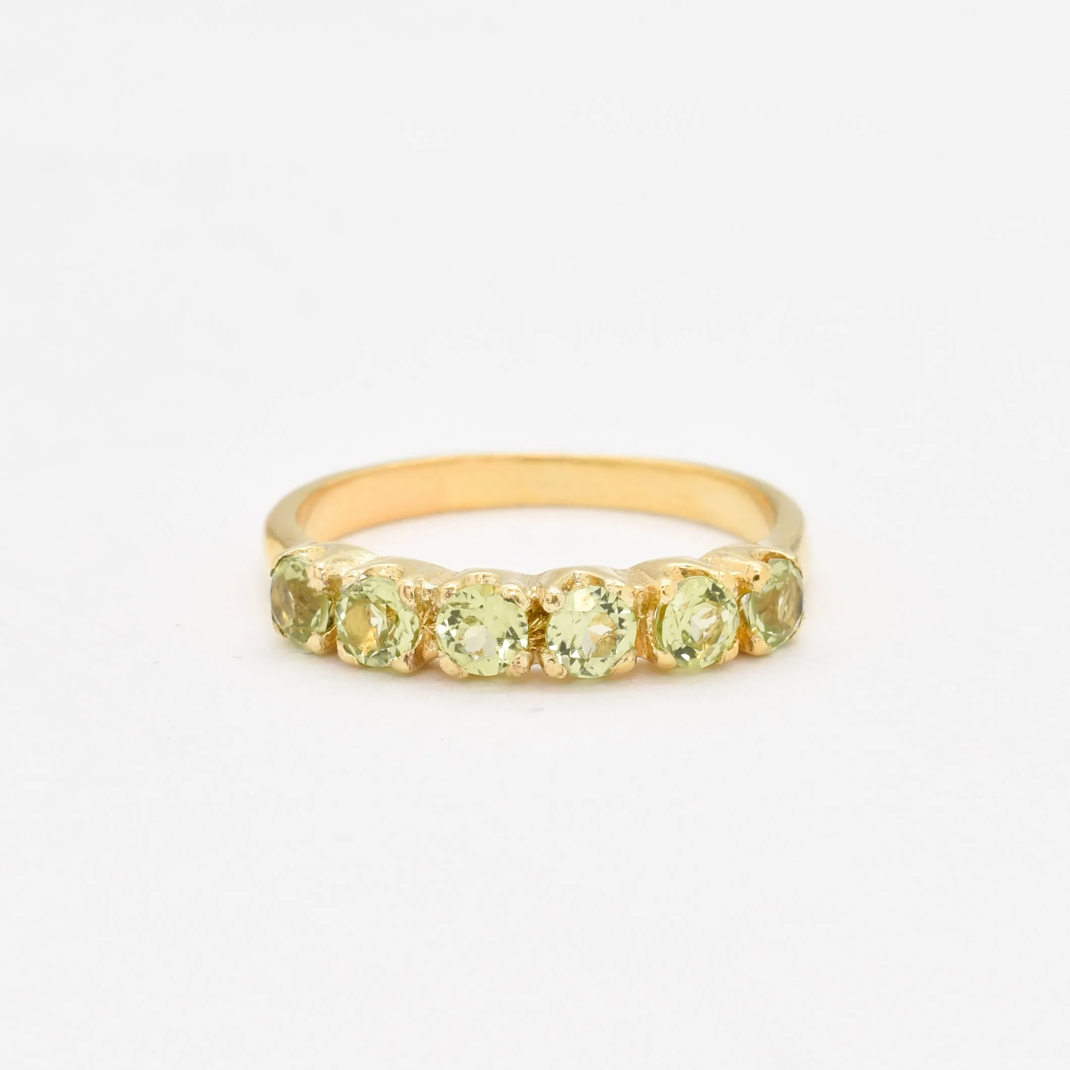 Peridot Half Eternity Ring, Natural Peridot Ring, Gold Peridot Band