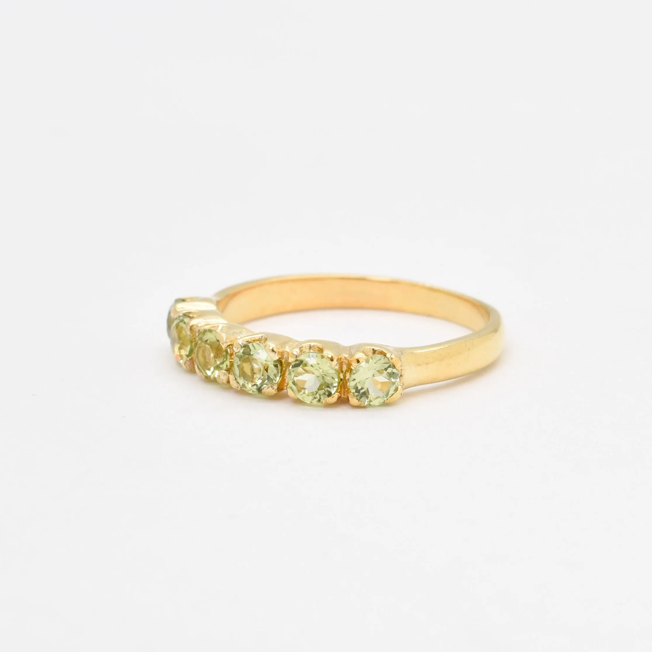 Peridot Half Eternity Ring, Natural Peridot Ring, Gold Peridot Band