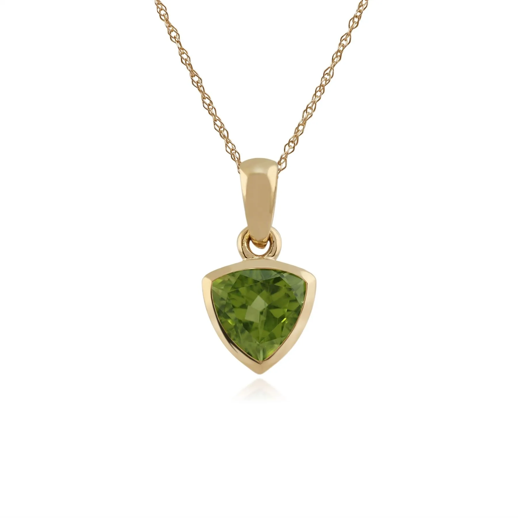 Peridot Halskette, 9 karat Gelbgold 1,25 ct Peridot Anhänger auf 45cm Kette
