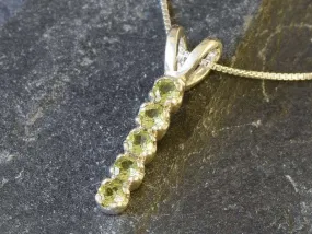 Peridot Necklace - Vertical Peridot Pendant - August Birthstone Necklace