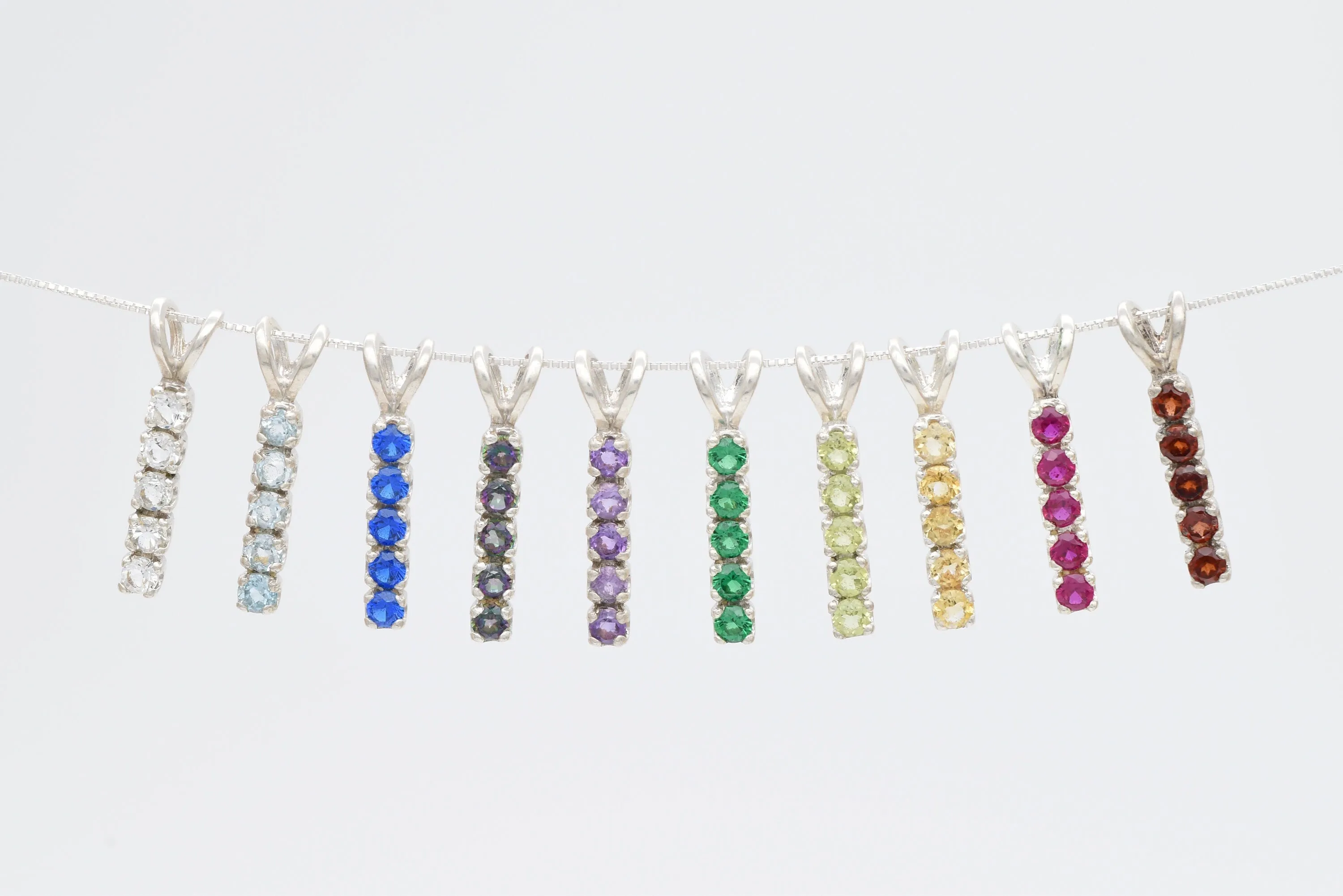 Peridot Necklace - Vertical Peridot Pendant - August Birthstone Necklace