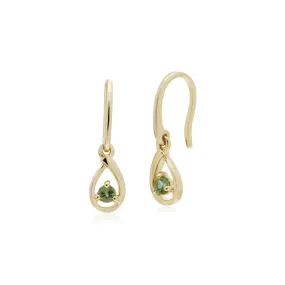 Peridot Ohrringe, 9 Karat Gelbgold Peridot Einzel Stein Tränenförmig Ohrringe