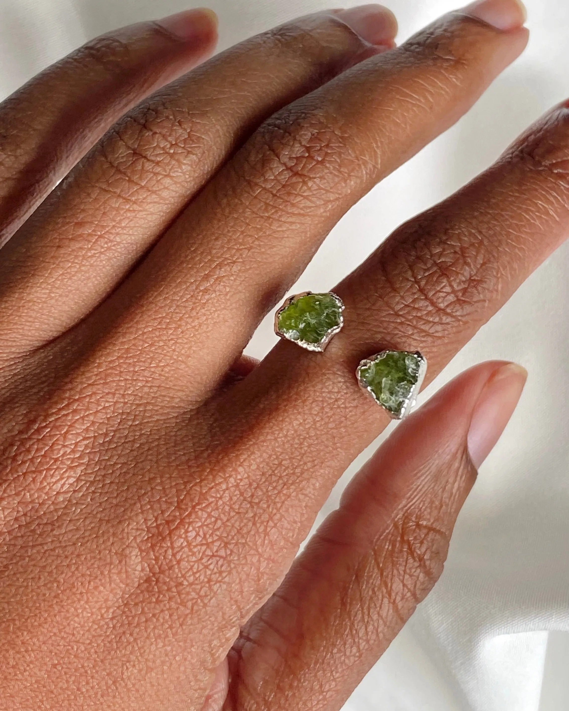 Peridot Raw Stone Open Ring