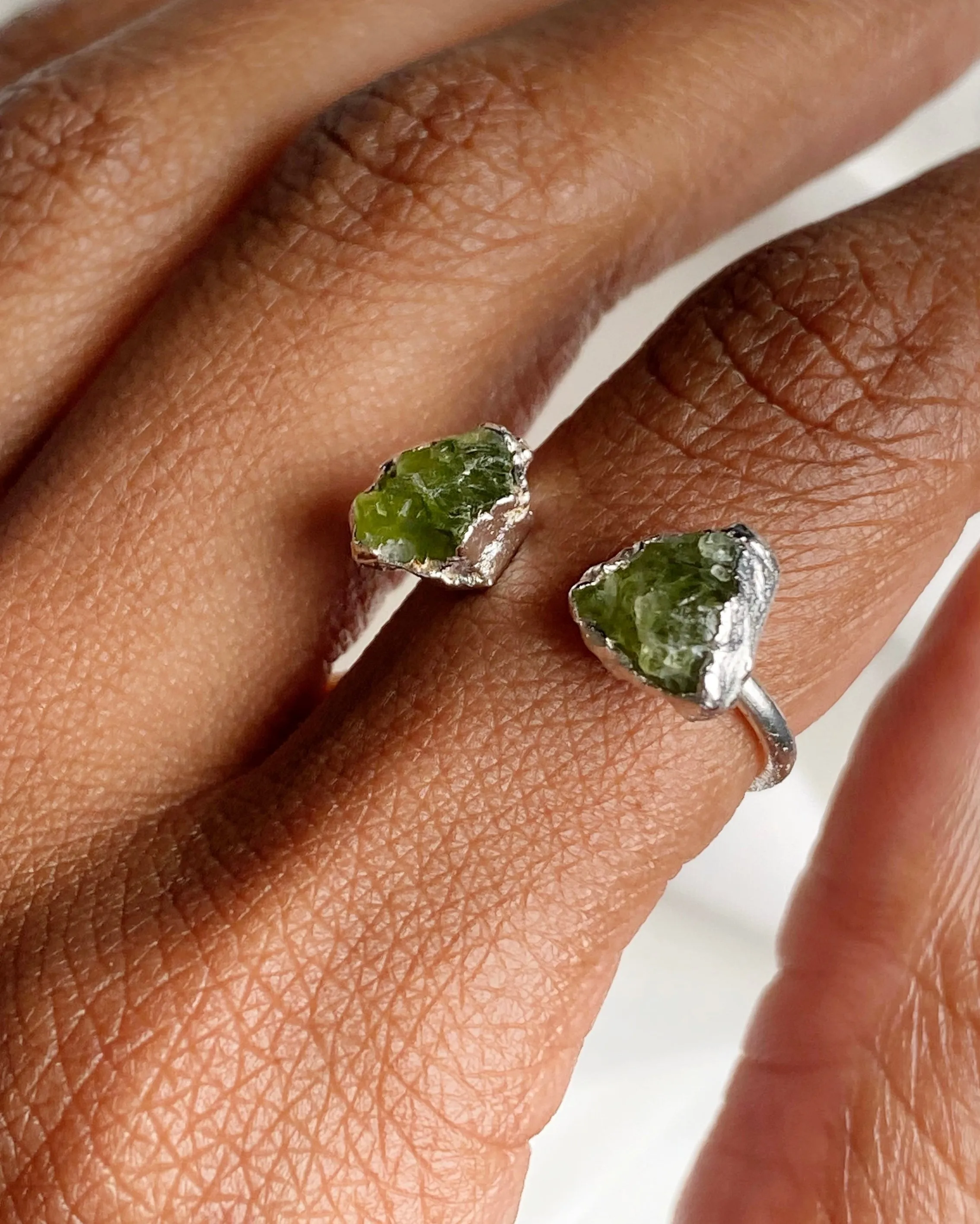 Peridot Raw Stone Open Ring