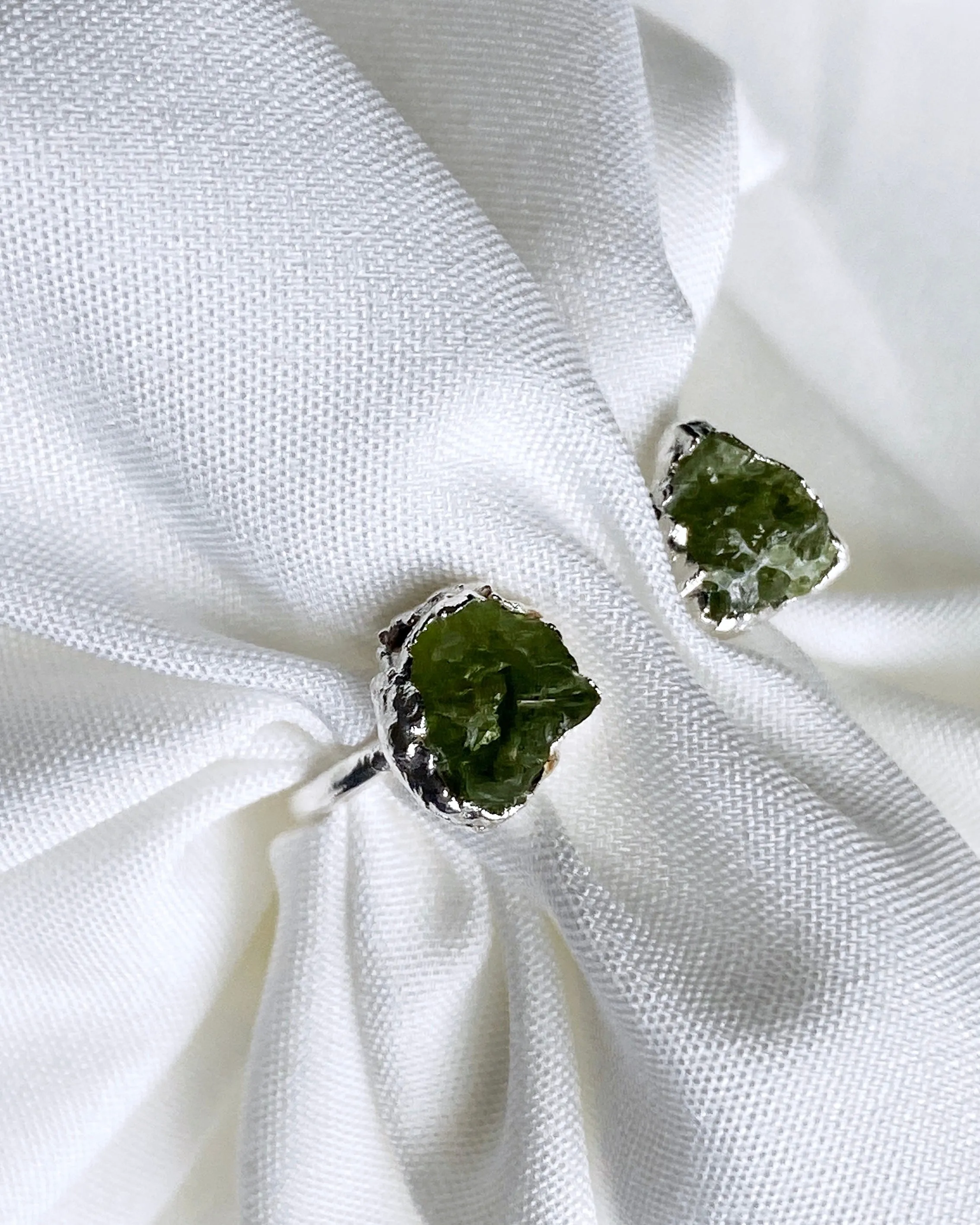 Peridot Raw Stone Open Ring