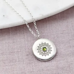 Personalised Sterling Silver And Peridot Necklace