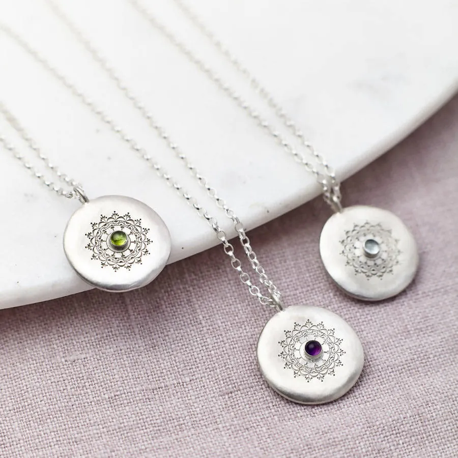 Personalised Sterling Silver And Peridot Necklace