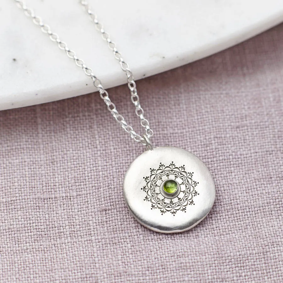 Personalised Sterling Silver And Peridot Necklace