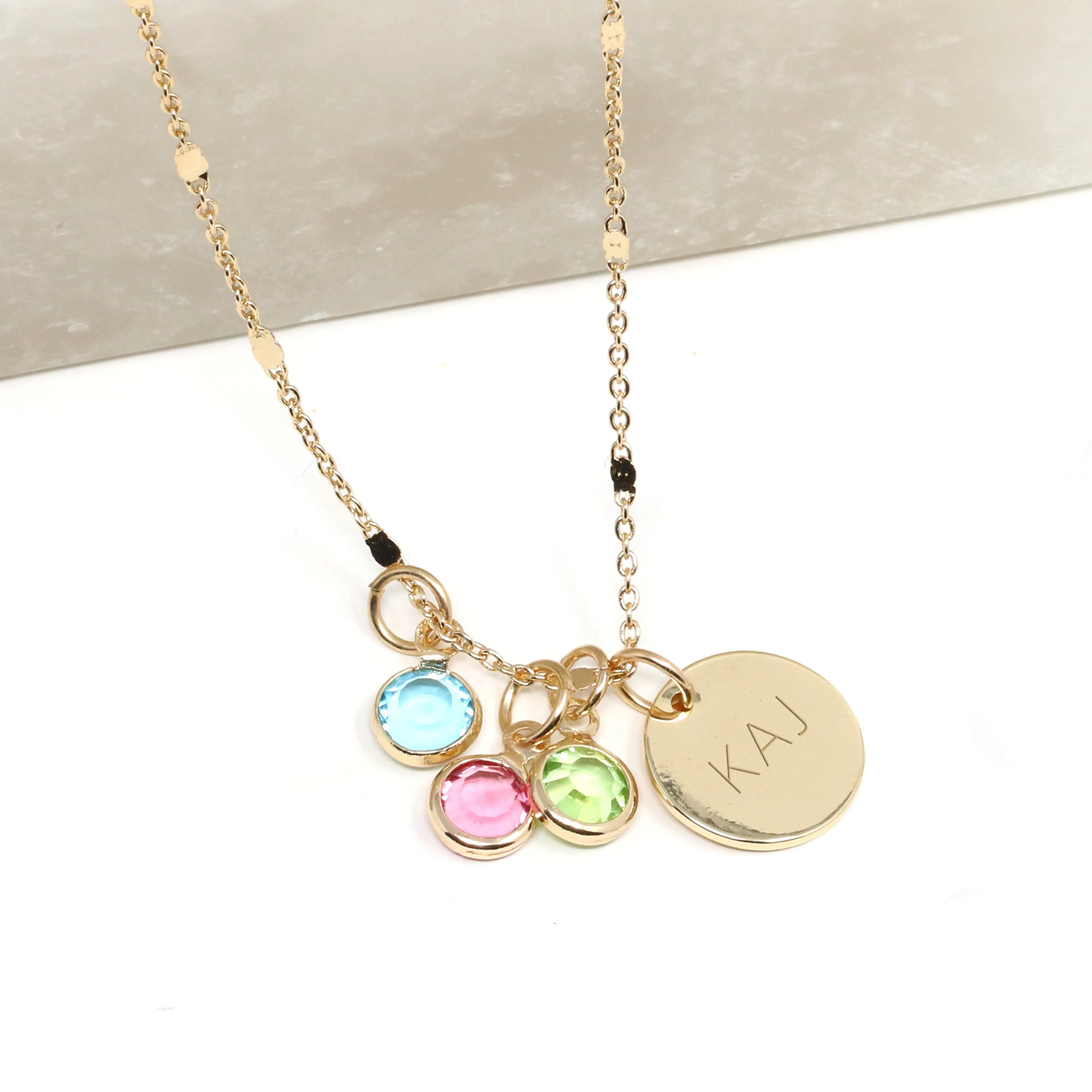 Personalized Initial Birthstone Necklace