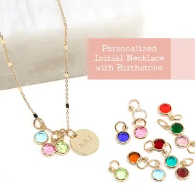 Personalized Initial Birthstone Necklace