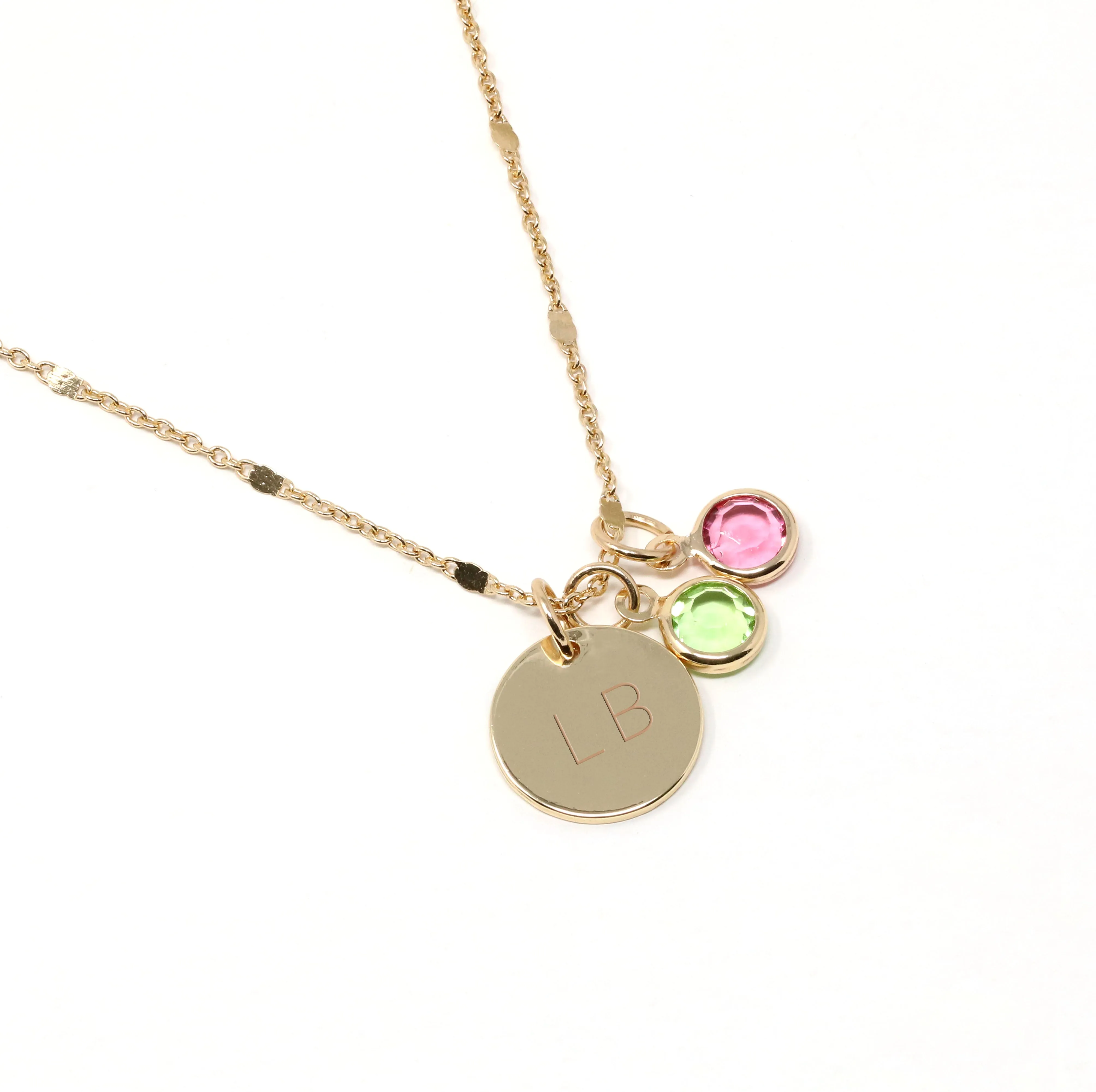 Personalized Initial Birthstone Necklace