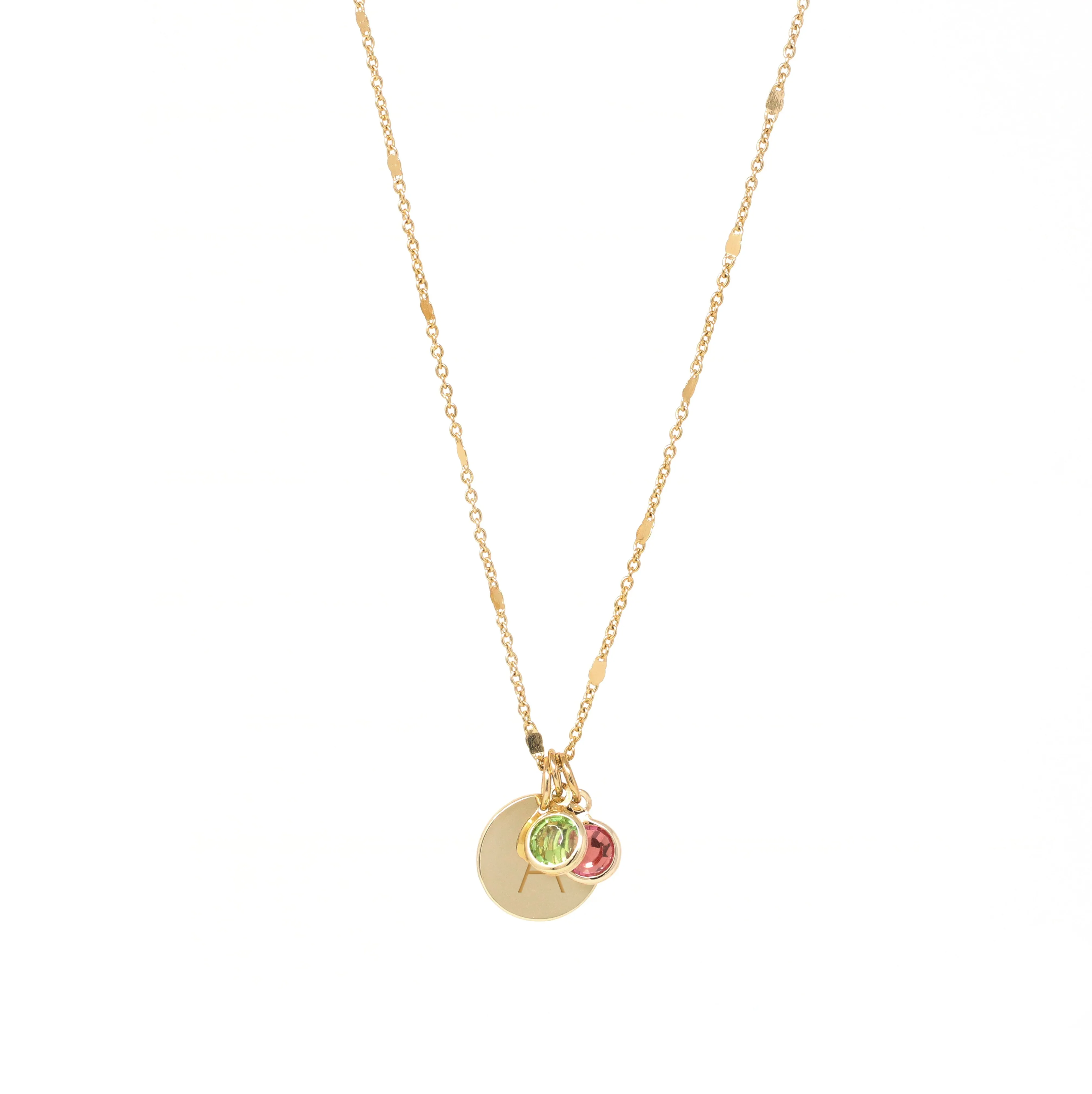 Personalized Initial Birthstone Necklace