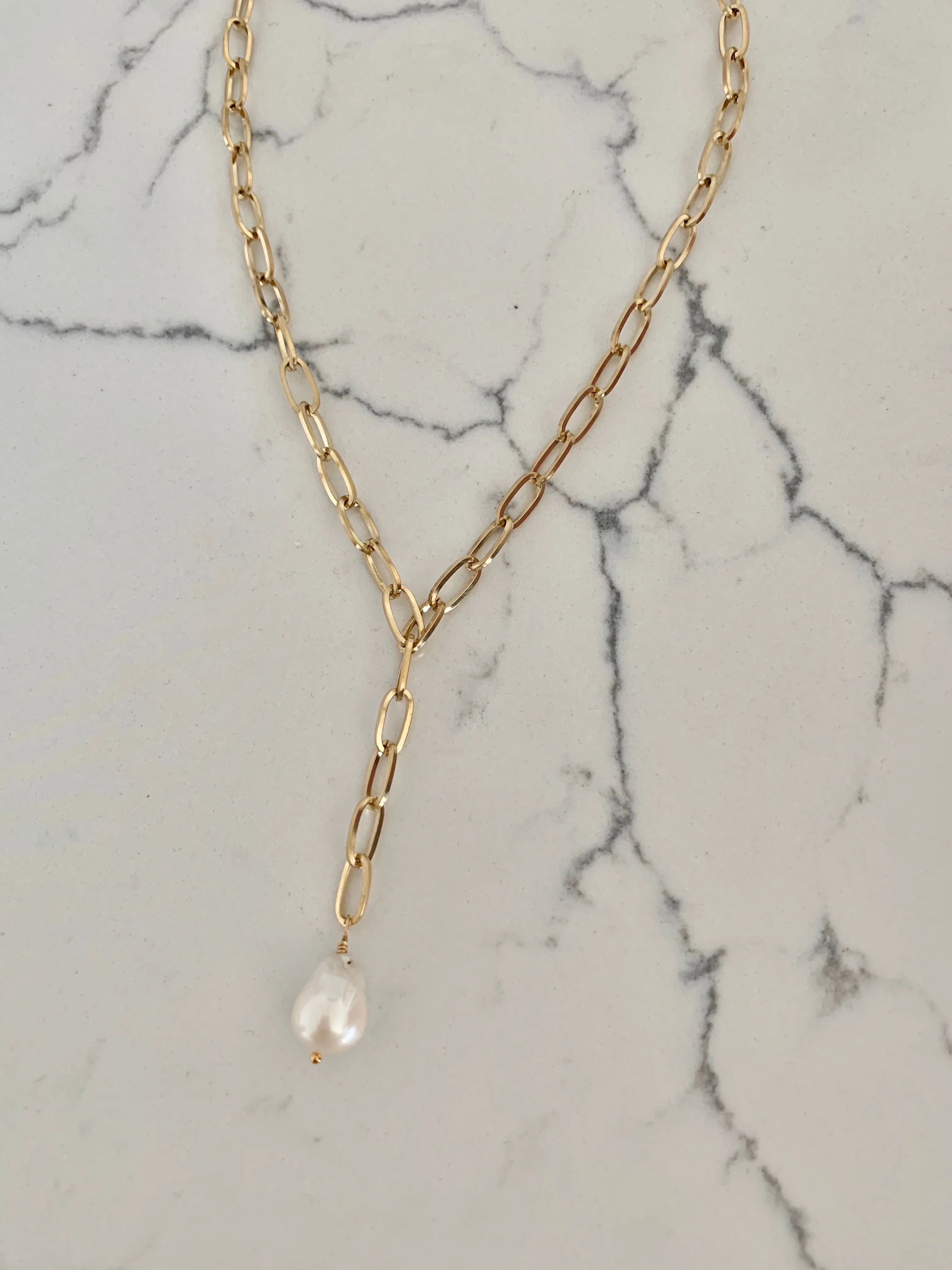 Petite Enormae Necklace Pearl drop - Water Resistant