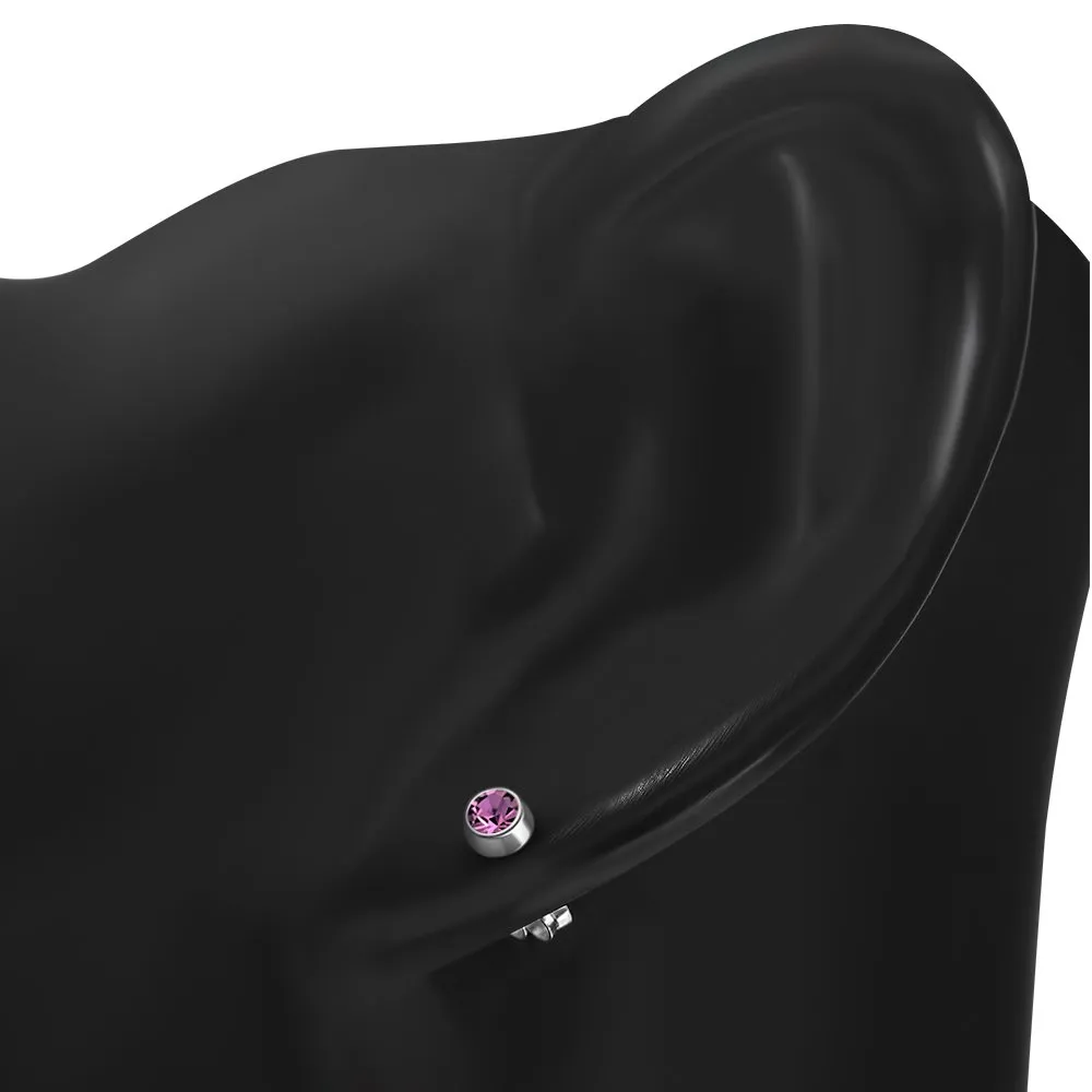 Pink Cubic Zirconia Sterling Silver Stud Earrings