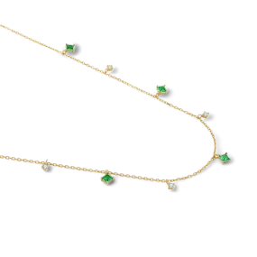 Princess-Cut Emerald Station Necklace