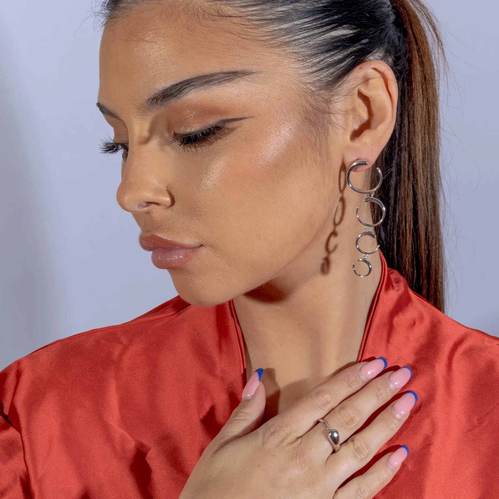 Quarter Luna Earrings in Sterling Silver