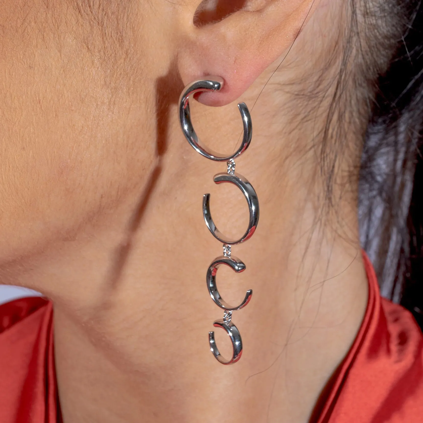 Quarter Luna Earrings in Sterling Silver