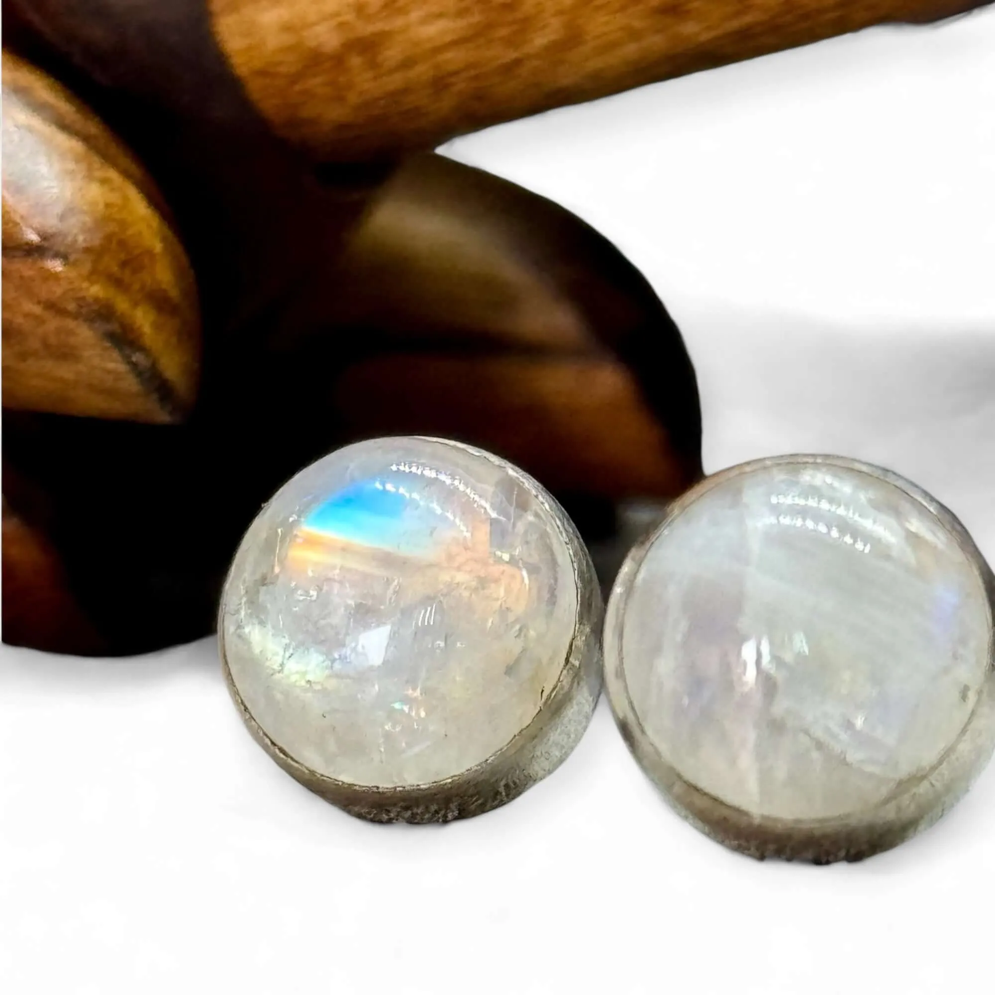 Rainbow Moonstone 10mm Stud Earrings