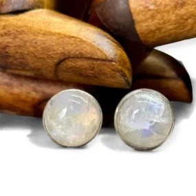 Rainbow Moonstone 10mm Stud Earrings