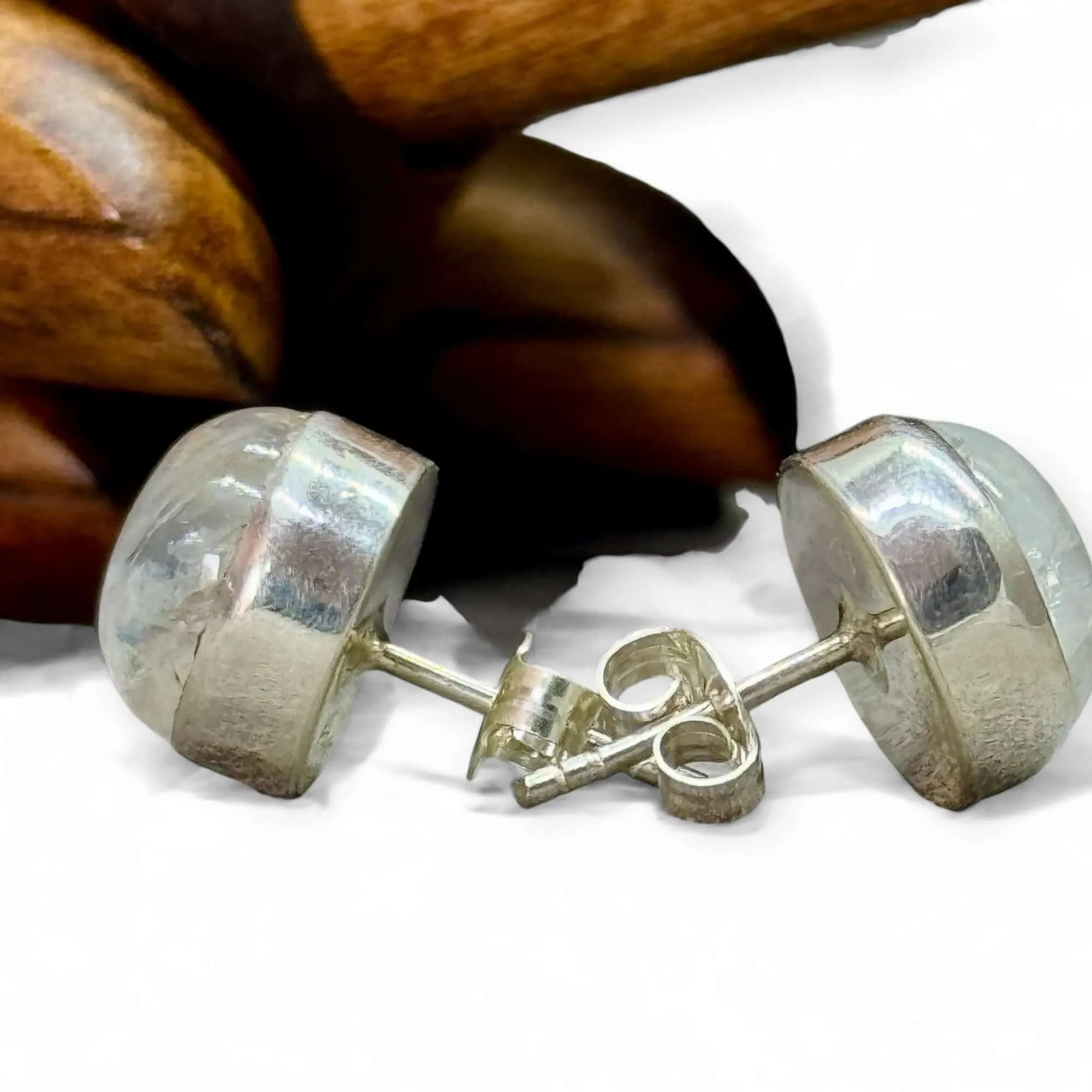 Rainbow Moonstone 10mm Stud Earrings