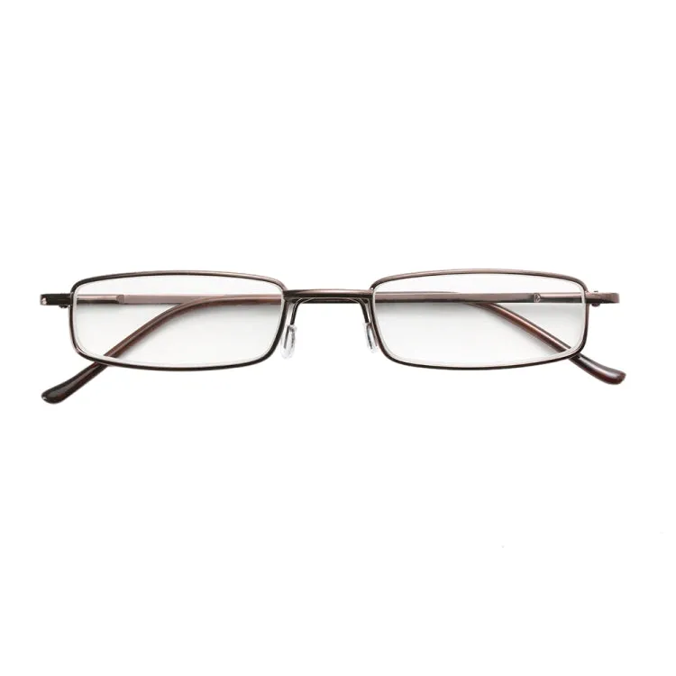 Reading Glasses Metal Spring Foot Portable Presbyopic Glasses with Tube Case  4.00D(Brown)