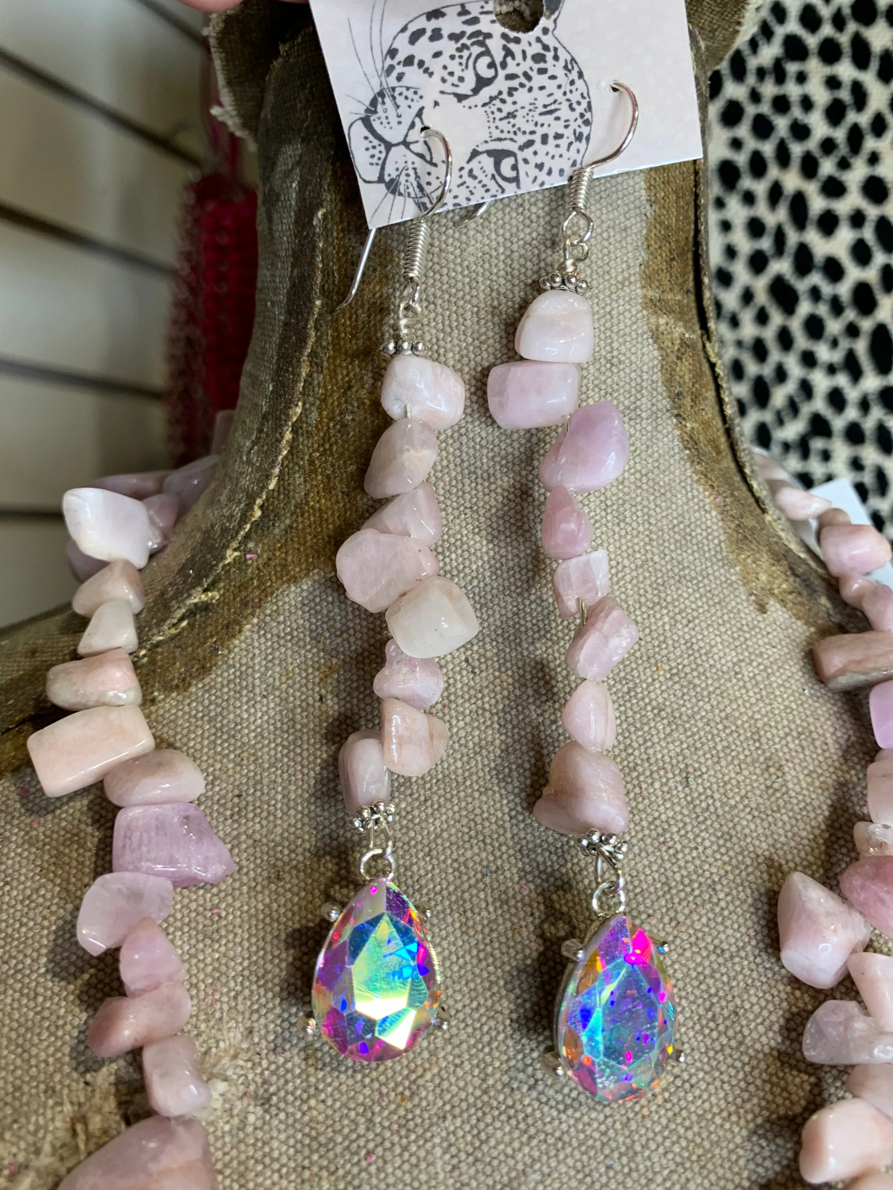 Ren Chunky Stone AB Earrings - Dusty Pink
