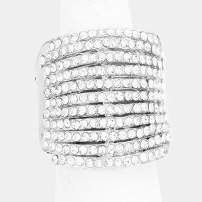 Rhinestone Clear Pave Multi Row Stretch Ring