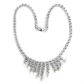 Rhodium Brass Necklace with Synthetic Pearl in White for Women Style 7X407