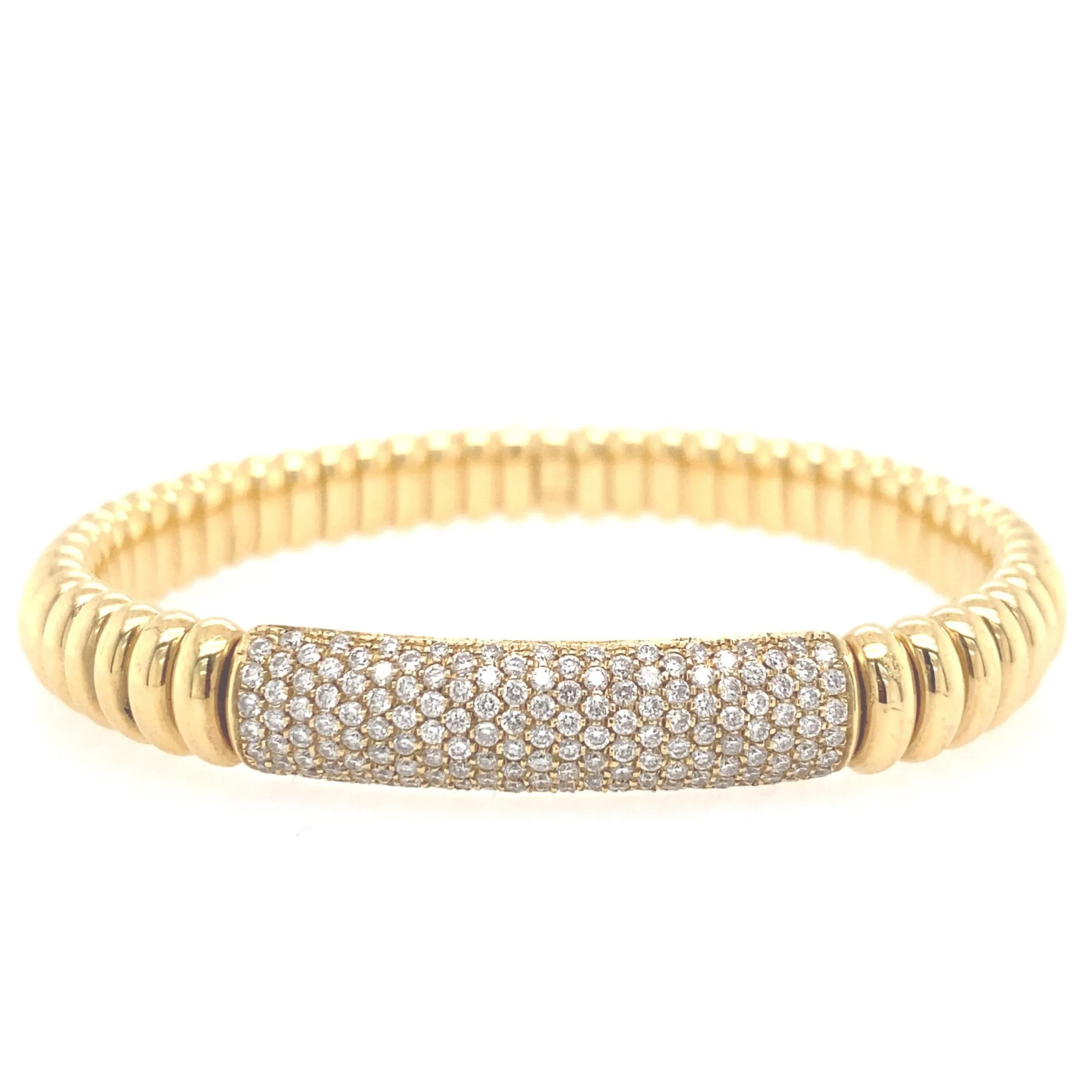 Ribbed Diamond Bar Stretch Bracelet